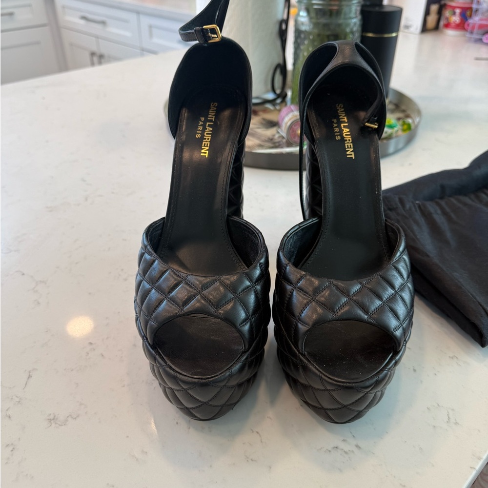 Saint Laurent Black Quilted High Heels